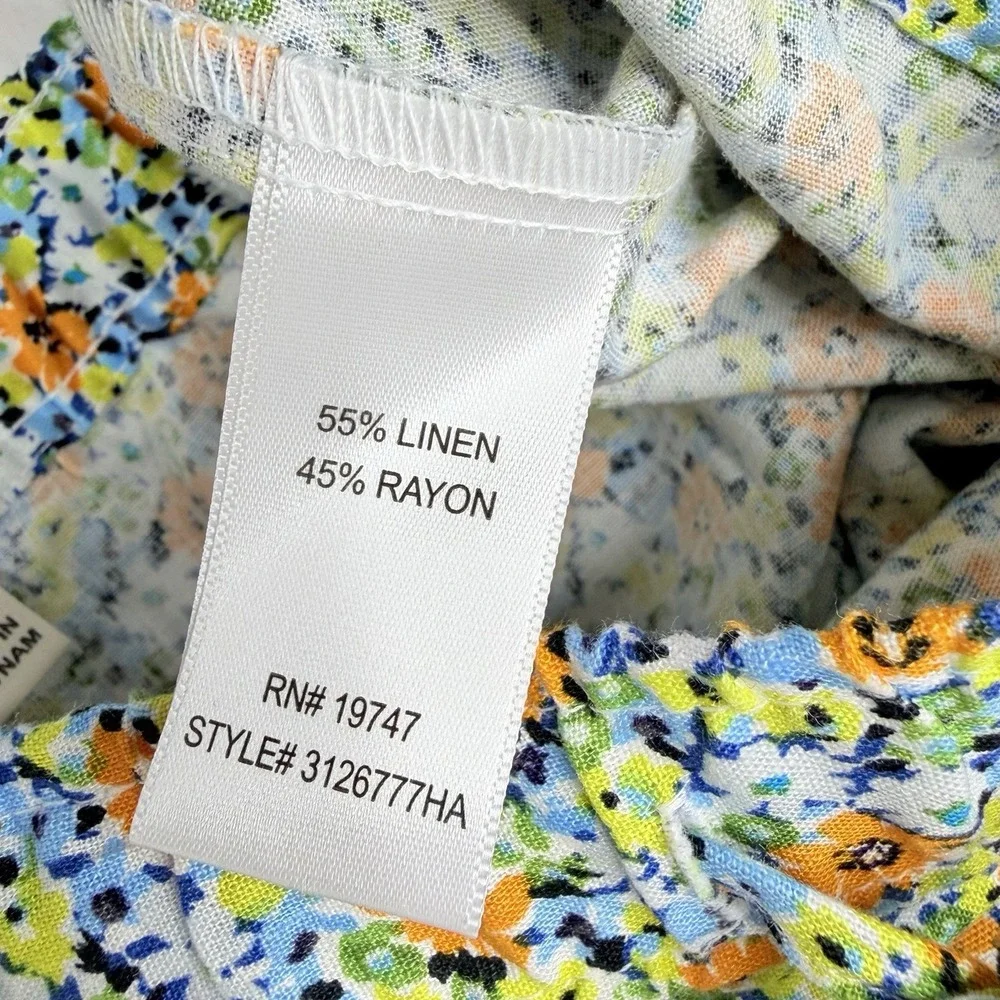 Land 'N Sea Women's SZ-L Orange Floral 55%Linen & Rayon Blend midi length skir‎
